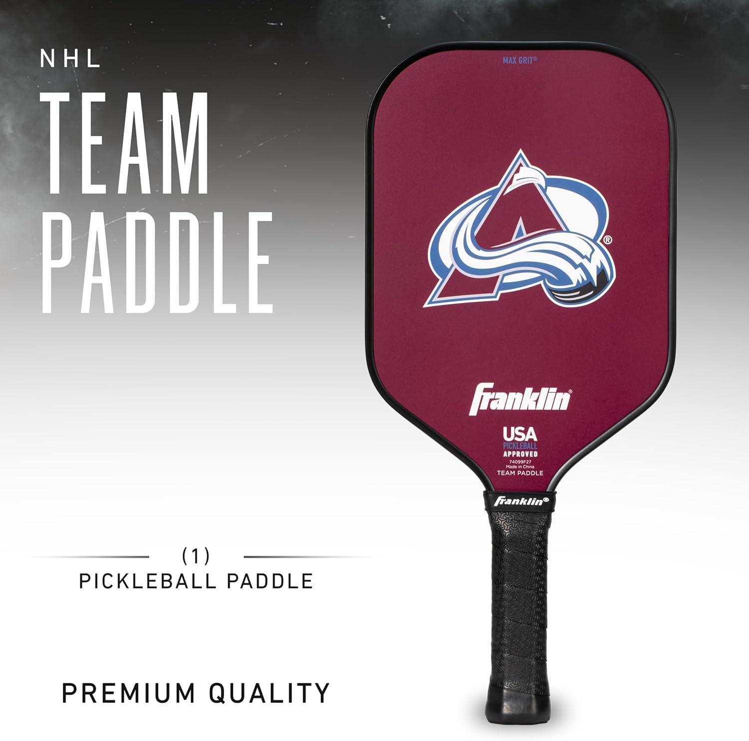 imageFranklin Sports NHL Team Pickleball Paddles Official NHL Hockey Team Logo Pickleball Paddles Signature Series 13MM Pickleball Paddle with MaxGrit USA Pickleball USAPA ApprovedColorado Avalanche
