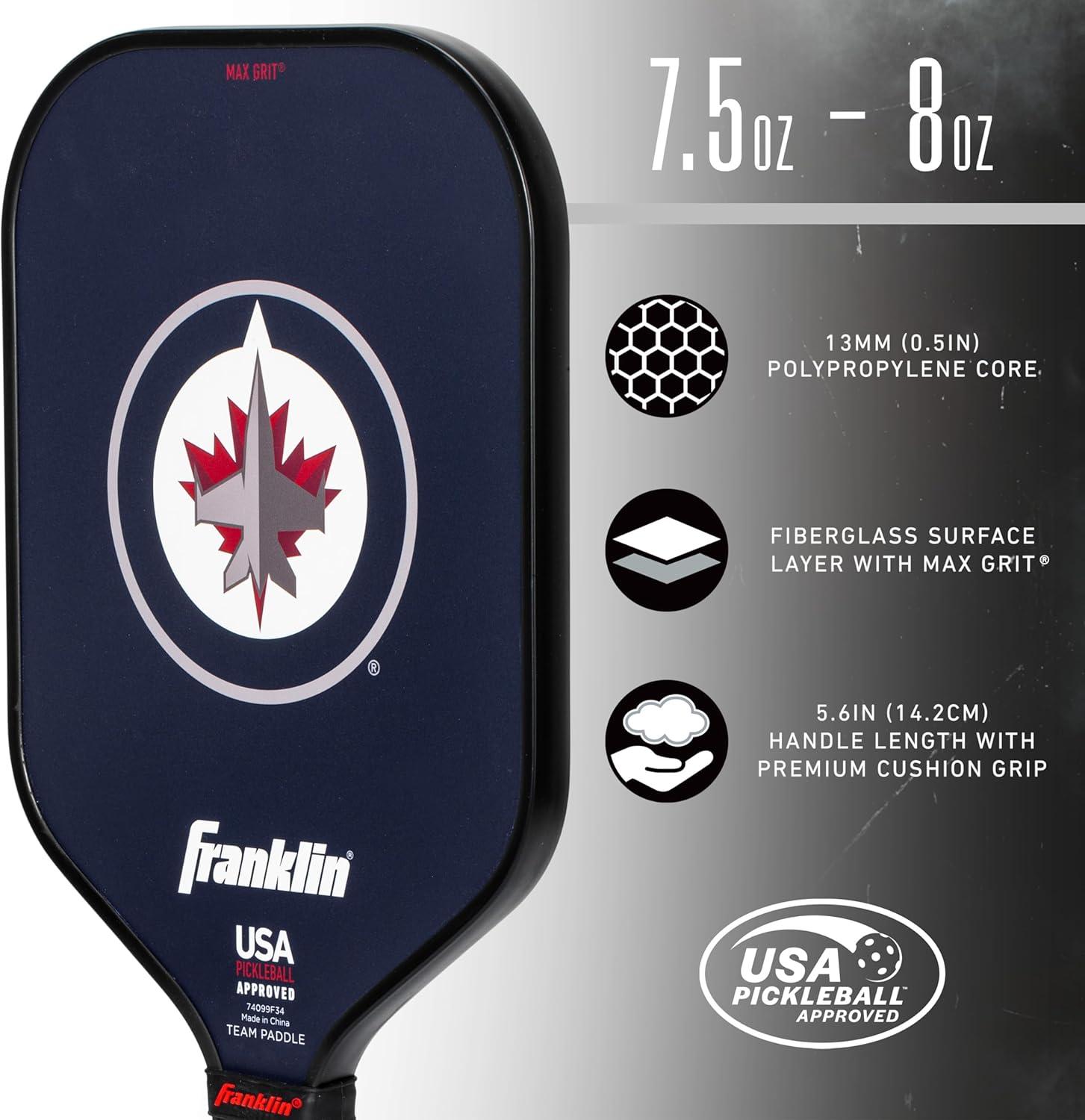 imageFranklin Sports NHL Team Pickleball Paddles Official NHL Hockey Team Logo Pickleball Paddles Signature Series 13MM Pickleball Paddle with MaxGrit USA Pickleball USAPA ApprovedWinnipeg Jets