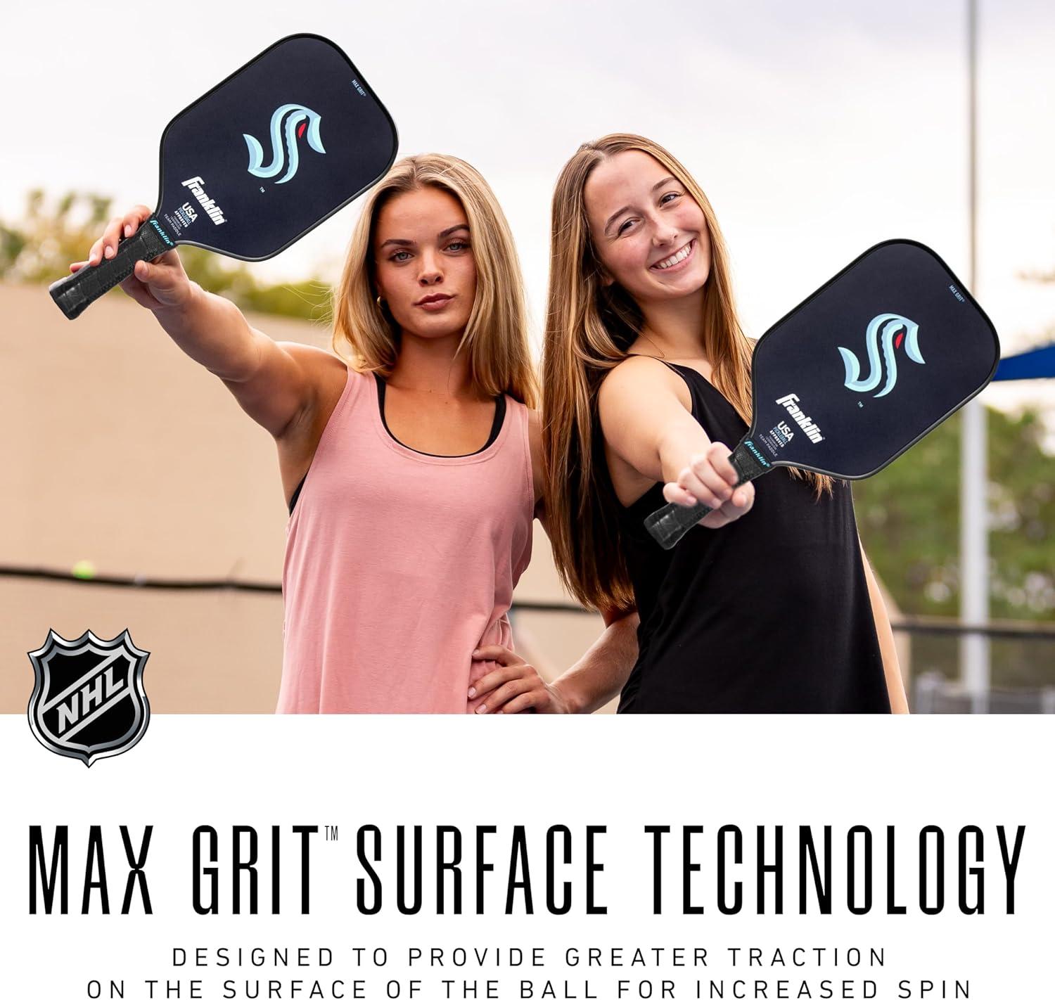 imageFranklin Sports NHL Team Pickleball Paddles Official NHL Hockey Team Logo Pickleball Paddles Signature Series 13MM Pickleball Paddle with MaxGrit USA Pickleball USAPA ApprovedSeattle Kraken