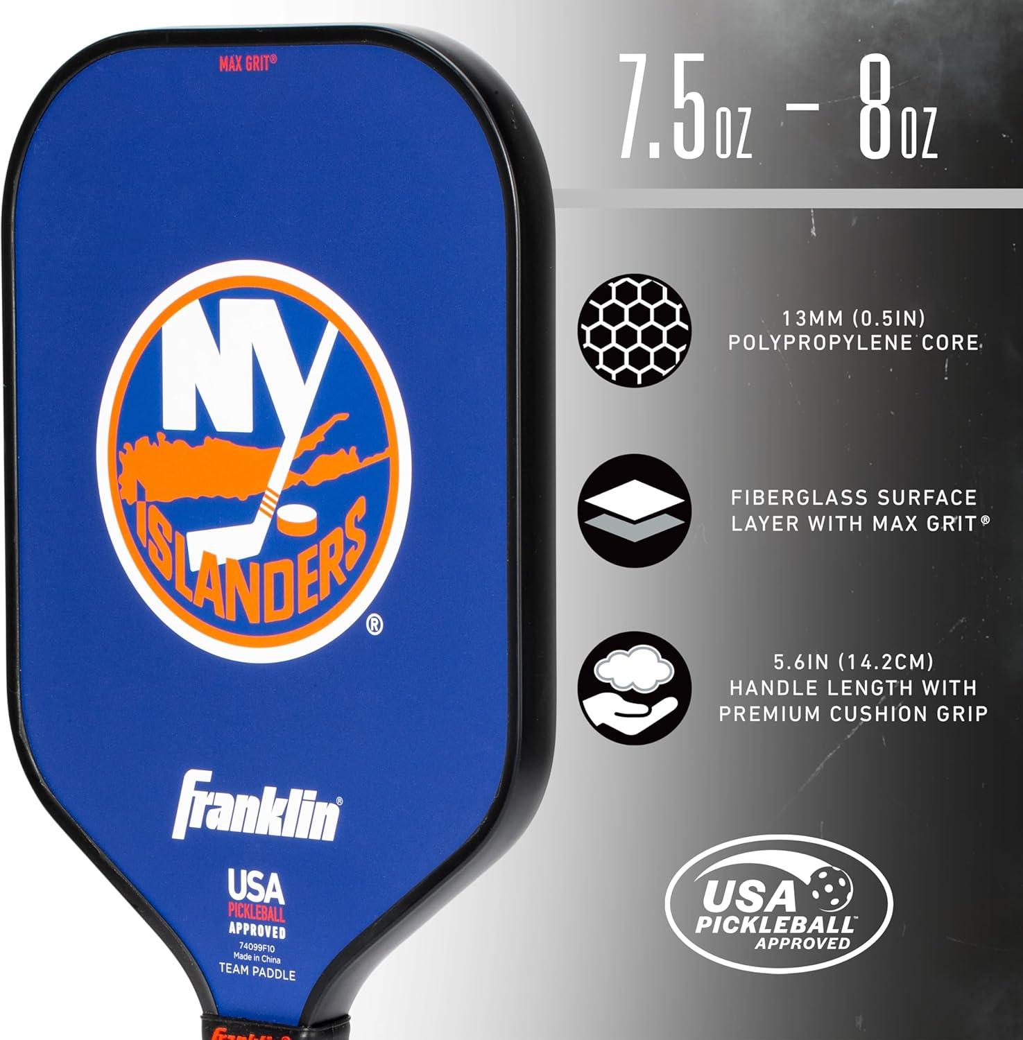 imageFranklin Sports NHL Team Pickleball Paddles Official NHL Hockey Team Logo Pickleball Paddles Signature Series 13MM Pickleball Paddle with MaxGrit USA Pickleball USAPA ApprovedNew York Islanders