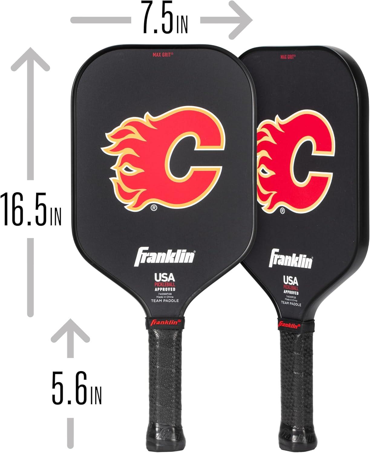 imageFranklin Sports NHL Team Pickleball Paddles Official NHL Hockey Team Logo Pickleball Paddles Signature Series 13MM Pickleball Paddle with MaxGrit USA Pickleball USAPA ApprovedCalgary Flames