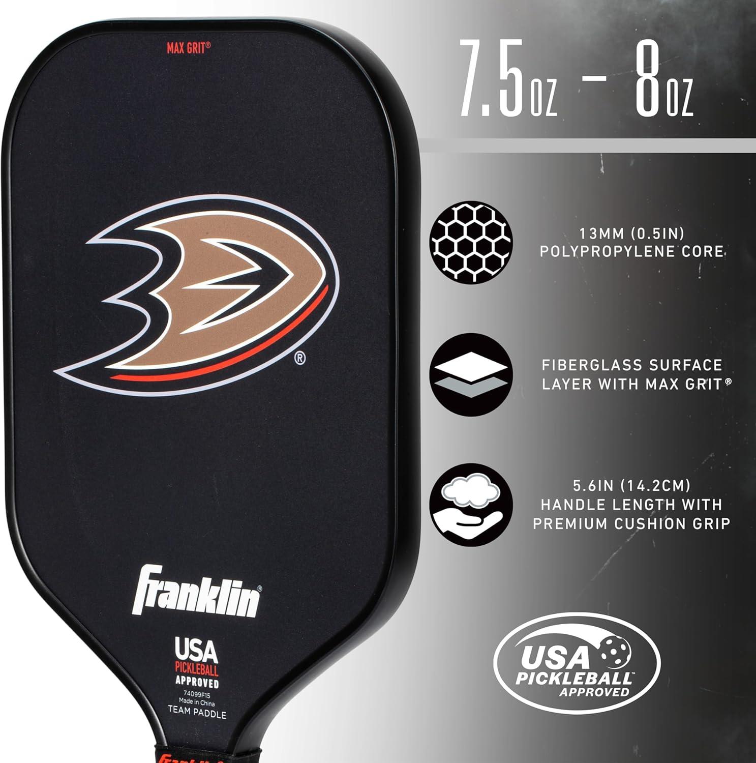 imageFranklin Sports NHL Team Pickleball Paddles Official NHL Hockey Team Logo Pickleball Paddles Signature Series 13MM Pickleball Paddle with MaxGrit USA Pickleball USAPA ApprovedAnaheim Ducks 2