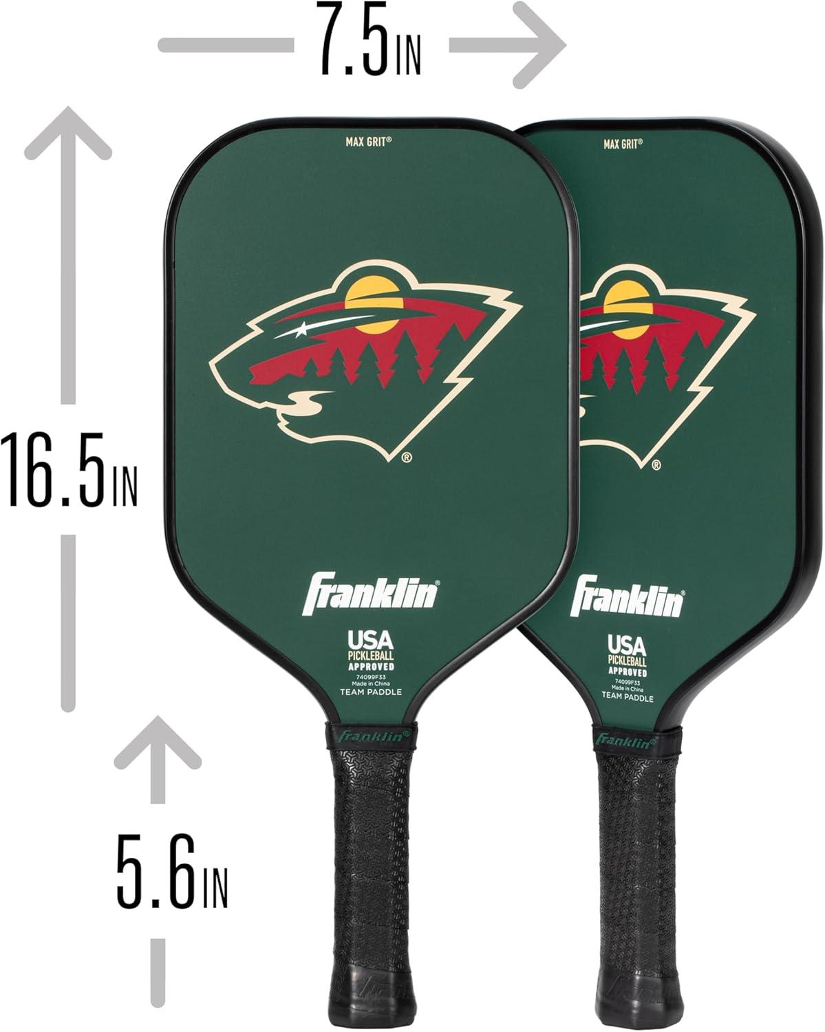 imageFranklin Sports NHL Team Pickleball Paddles Official NHL Hockey Team Logo Pickleball Paddles Signature Series 13MM Pickleball Paddle with MaxGrit USA Pickleball USAPA ApprovedMinnesota Wild