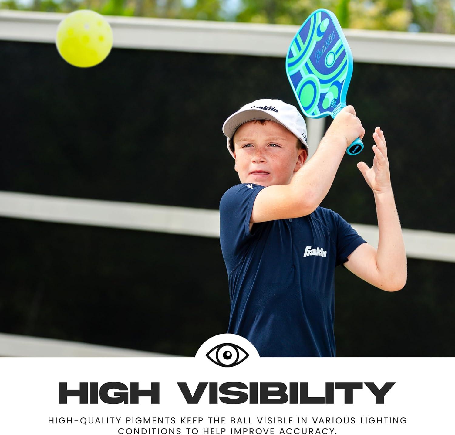 imageFranklin Sports Training Pickleballs Training Pickleballs for Beginners Skill Practice 69mm or 80mm Outdoor Pickleballs Pickleball 3 Pack Optic Yellow80 MM