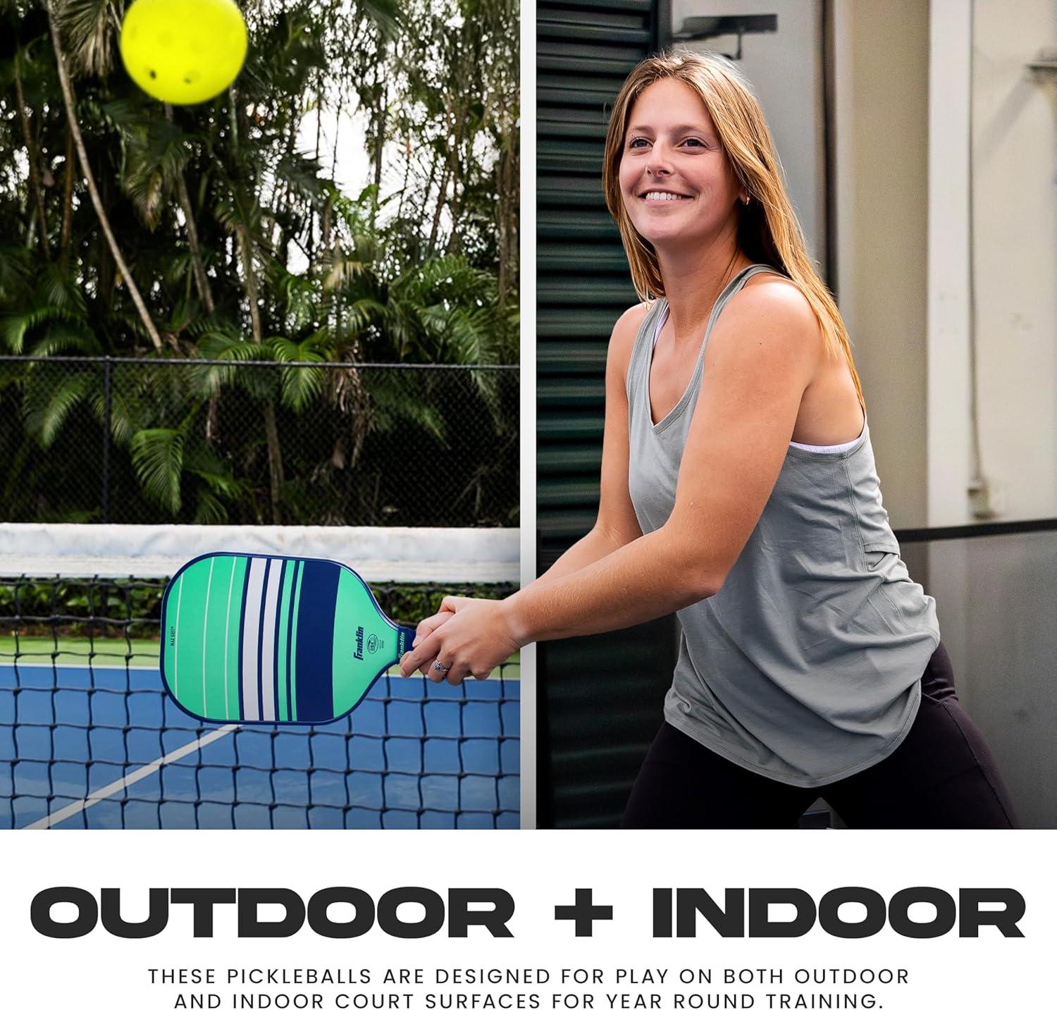 imageFranklin Sports Training Pickleballs Training Pickleballs for Beginners Skill Practice 69mm or 80mm Outdoor Pickleballs Pickleball 3 Pack Optic Yellow80 MM