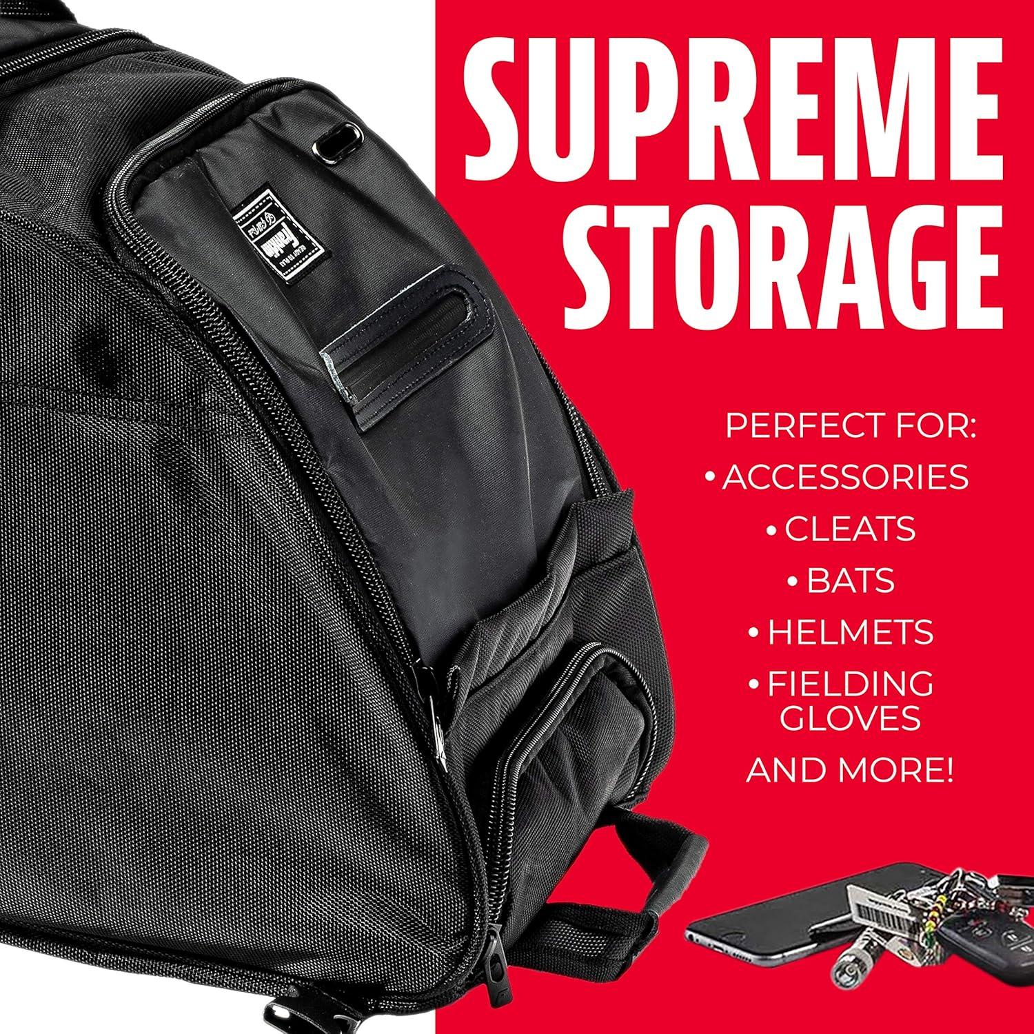 imageFranklin Sports Traveler Roller Baseball and Softball Equipment Bag Compartment Black 1680D Polyester Water Resistant Black