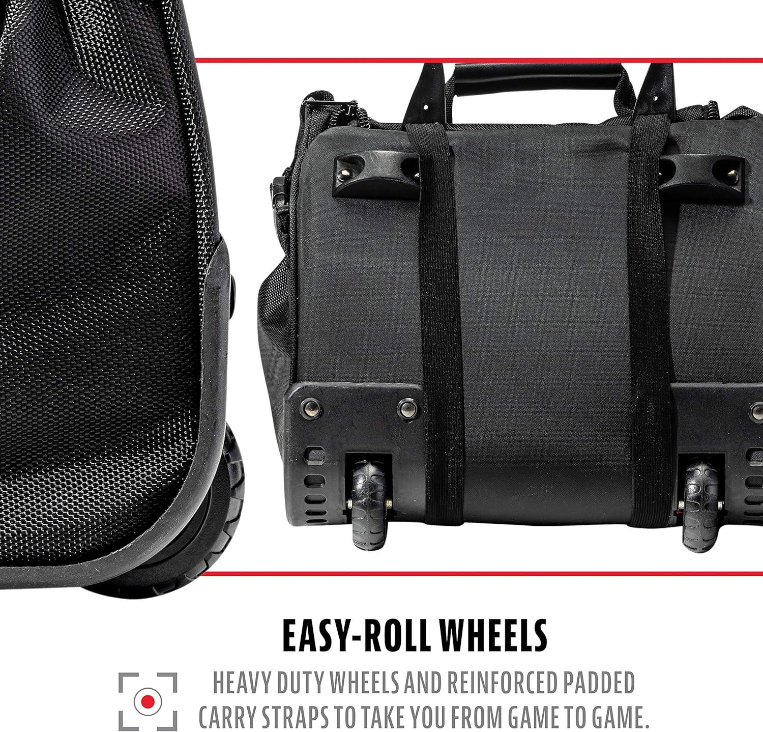 imageFranklin Sports Traveler Roller Baseball and Softball Equipment Bag Compartment Black 1680D Polyester Water Resistant Black