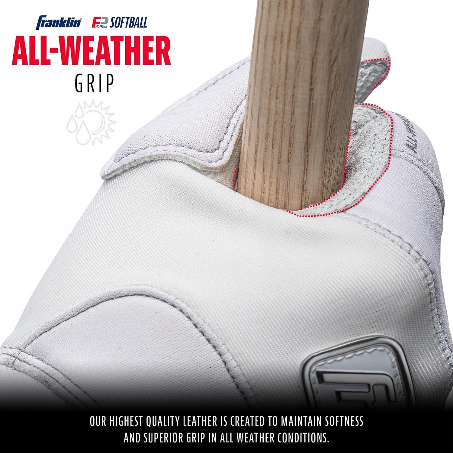 imageFranklin Sports USA Softball Womens Batting Gloves Fastpitch Slowpitch Girls Gloves Adult Youth PairsAll Weather White