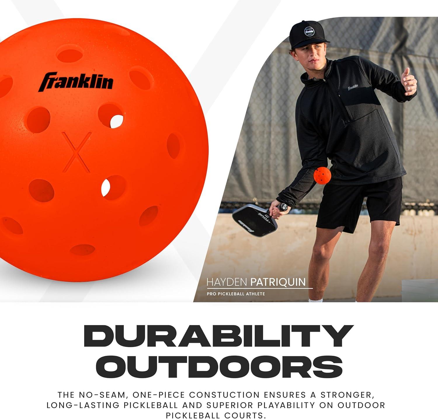 imageFranklin Sports X40 Outdoor Pickleballs Official Ball of USA Pickleball APP Tour US Open Regulation SizeEmber