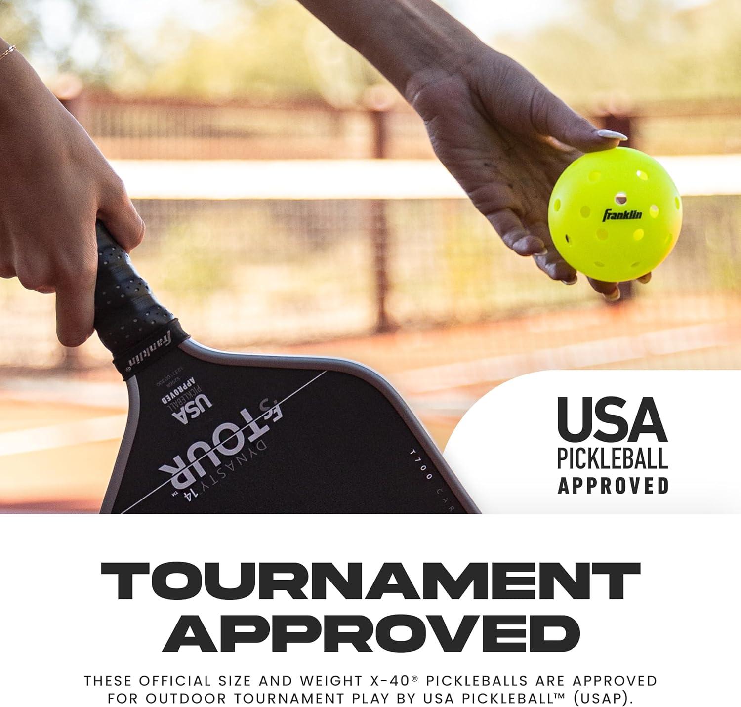 imageFranklin Sports X40 Outdoor Pickleballs Official Ball of USA Pickleball APP Tour US Open Regulation SizeEmber