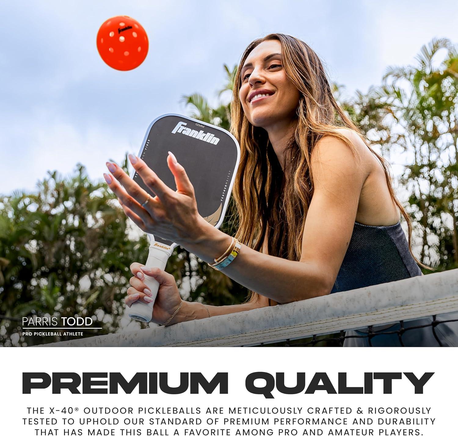 imageFranklin Sports X40 Outdoor Pickleballs Official Ball of USA Pickleball APP Tour US Open Regulation SizeEmber