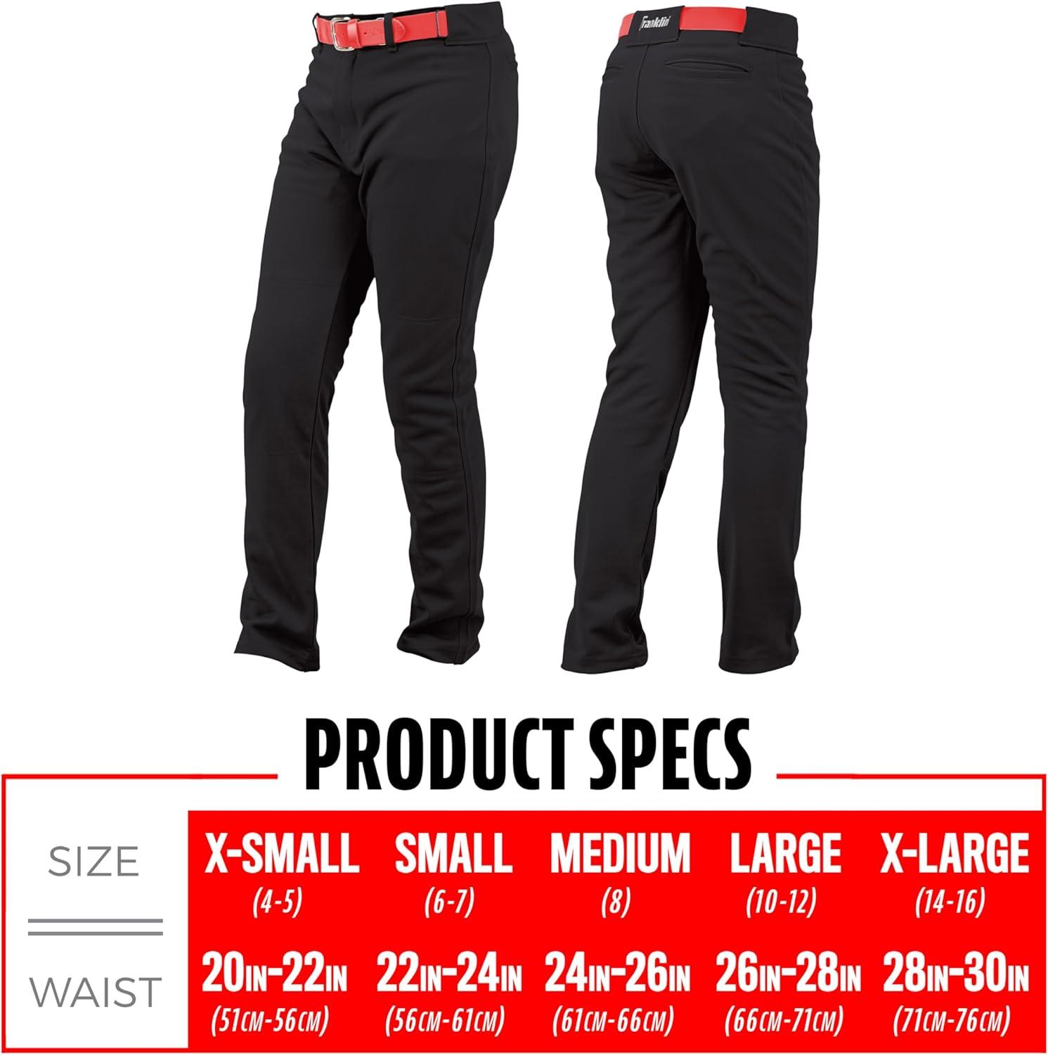 imageFranklin Sports Youth Baseball Softball Pants Knee High Relaxed Fit Kids Baseball Pants White Black Grey PantsBlack