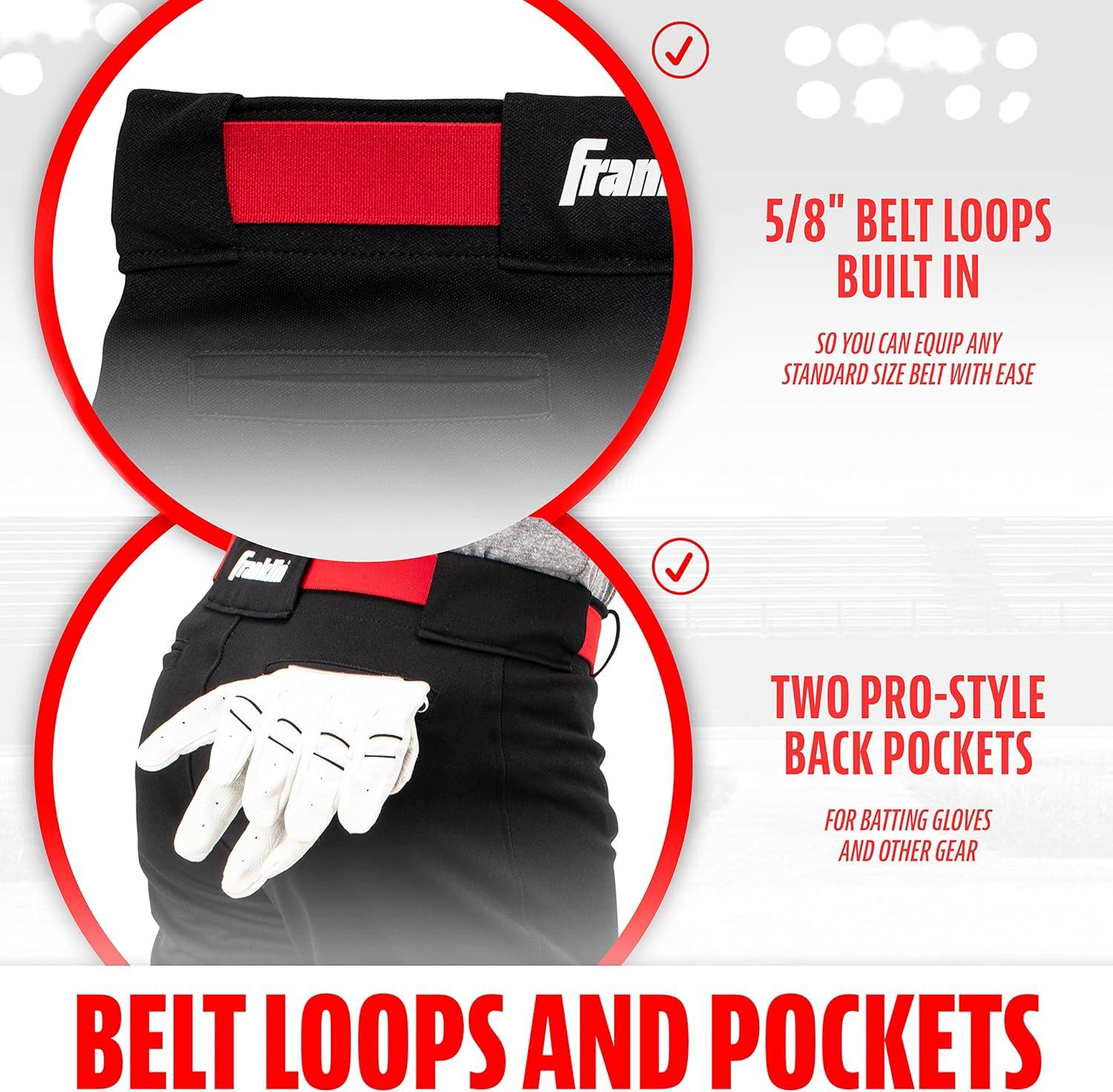 imageFranklin Sports Youth Baseball Softball Pants Knee High Relaxed Fit Kids Baseball Pants White Black Grey PantsBlack