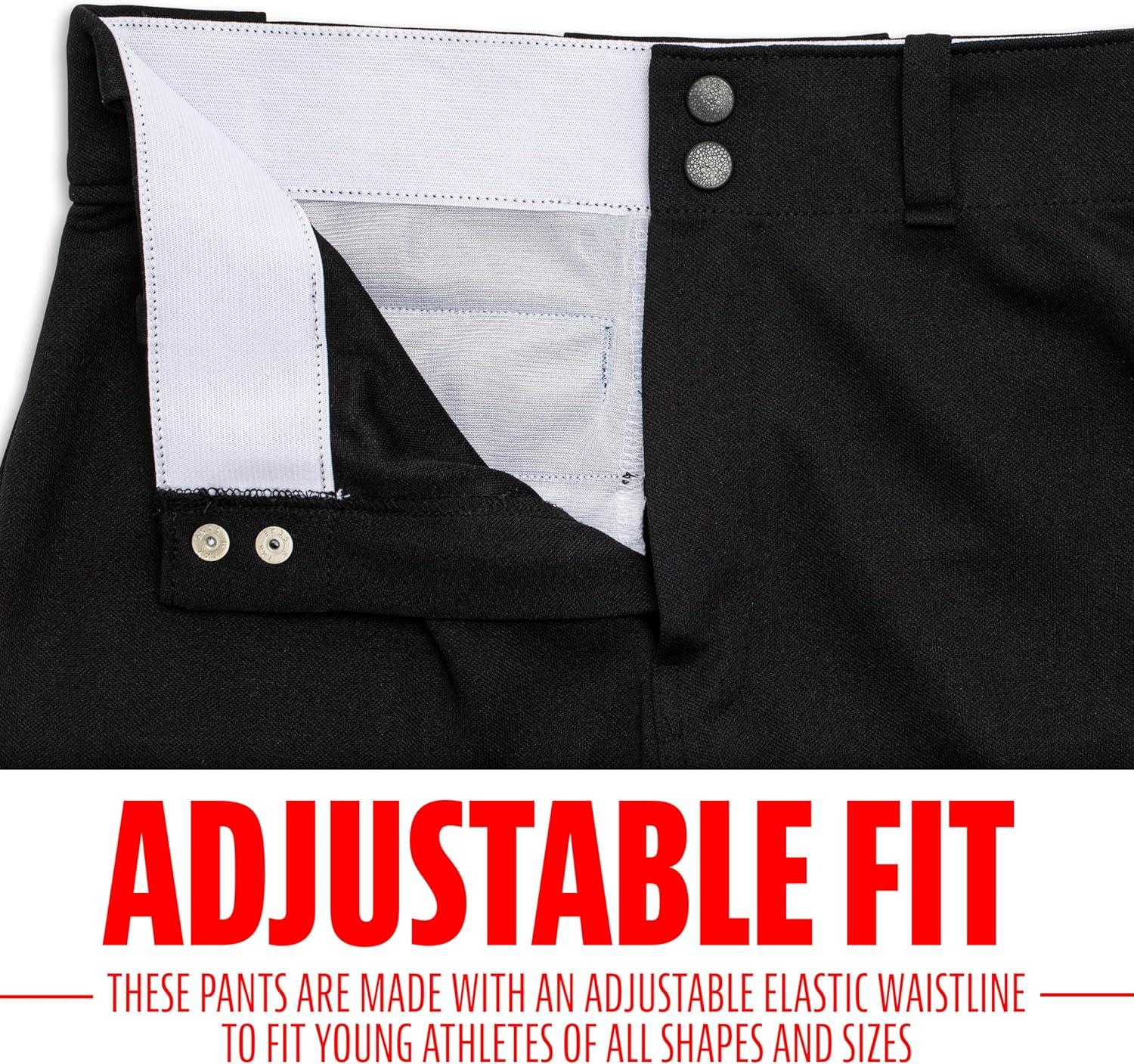 imageFranklin Sports Youth Baseball Softball Pants Knee High Relaxed Fit Kids Baseball Pants White Black Grey PantsBlack