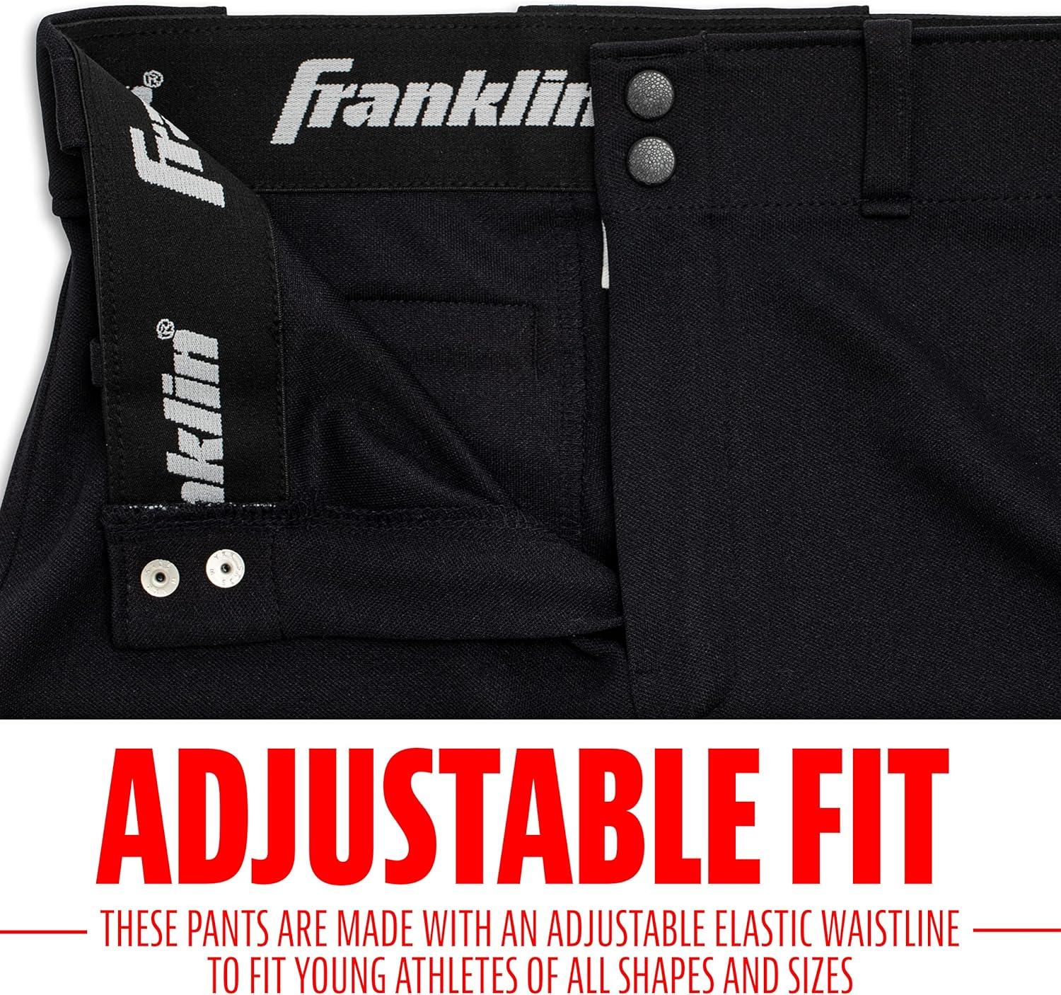 imageFranklin Sports Youth Baseball Softball Pants Knee High Relaxed Fit Kids Baseball Pants White Black Grey PantsBlack