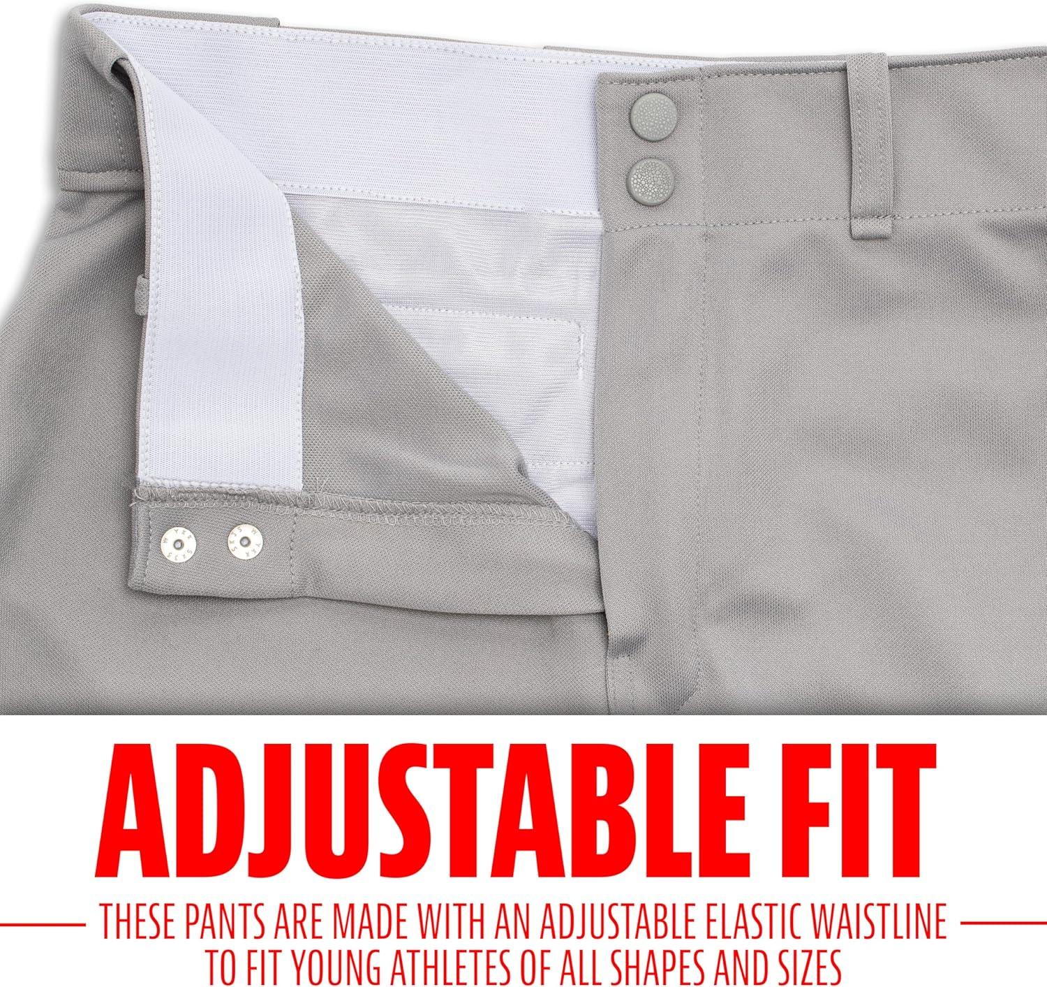 imageFranklin Sports Youth Baseball Softball Pants Knee High Relaxed Fit Kids Baseball Pants White Black Grey PantsGray