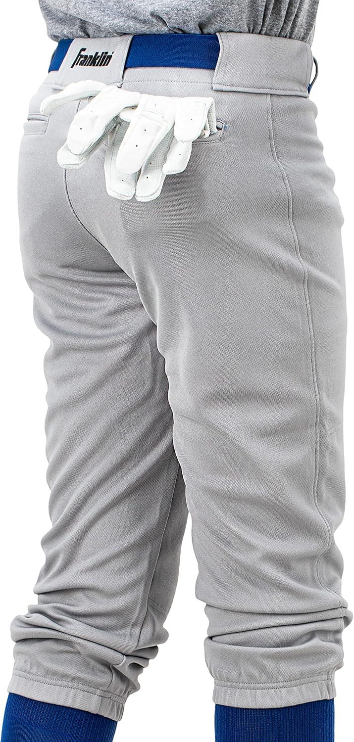 imageFranklin Sports Youth Baseball Softball Pants Knee High Relaxed Fit Kids Baseball Pants White Black Grey PantsGray