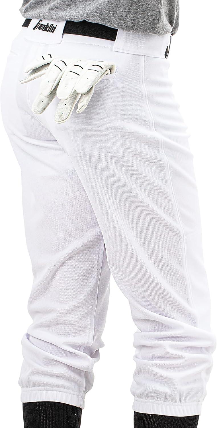 imageFranklin Sports Youth Baseball Softball Pants Knee High Relaxed Fit Kids Baseball Pants White Black Grey PantsWhite