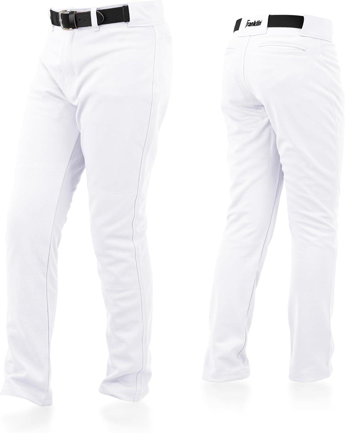 imageFranklin Sports Youth Baseball Softball Pants Knee High Relaxed Fit Kids Baseball Pants White Black Grey PantsWhite