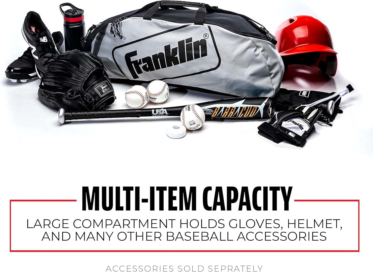 imageFranklin Sports Youth Baseball Bat Bag Kids Teeball Softball Baseball Equipment Bag Holds Bat Helmet Cleats and MoreGray