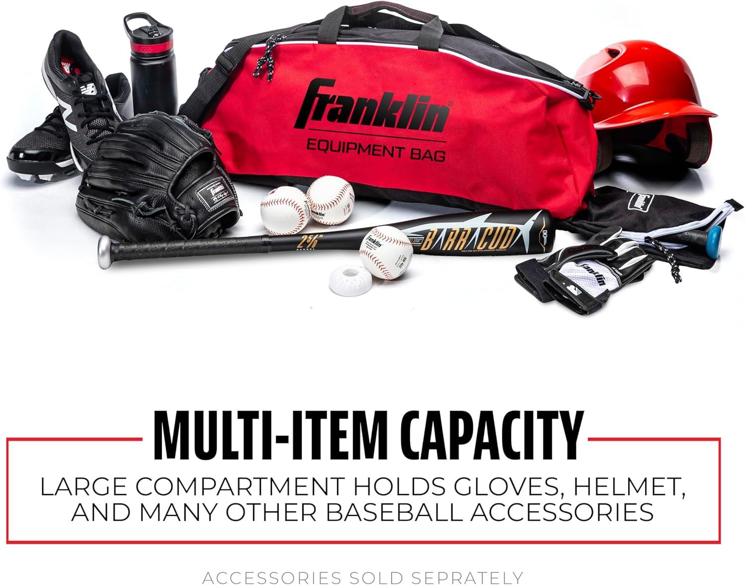imageFranklin Sports Youth Baseball Bat Bag Kids Teeball Softball Baseball Equipment Bag Holds Bat Helmet Cleats and MoreRed