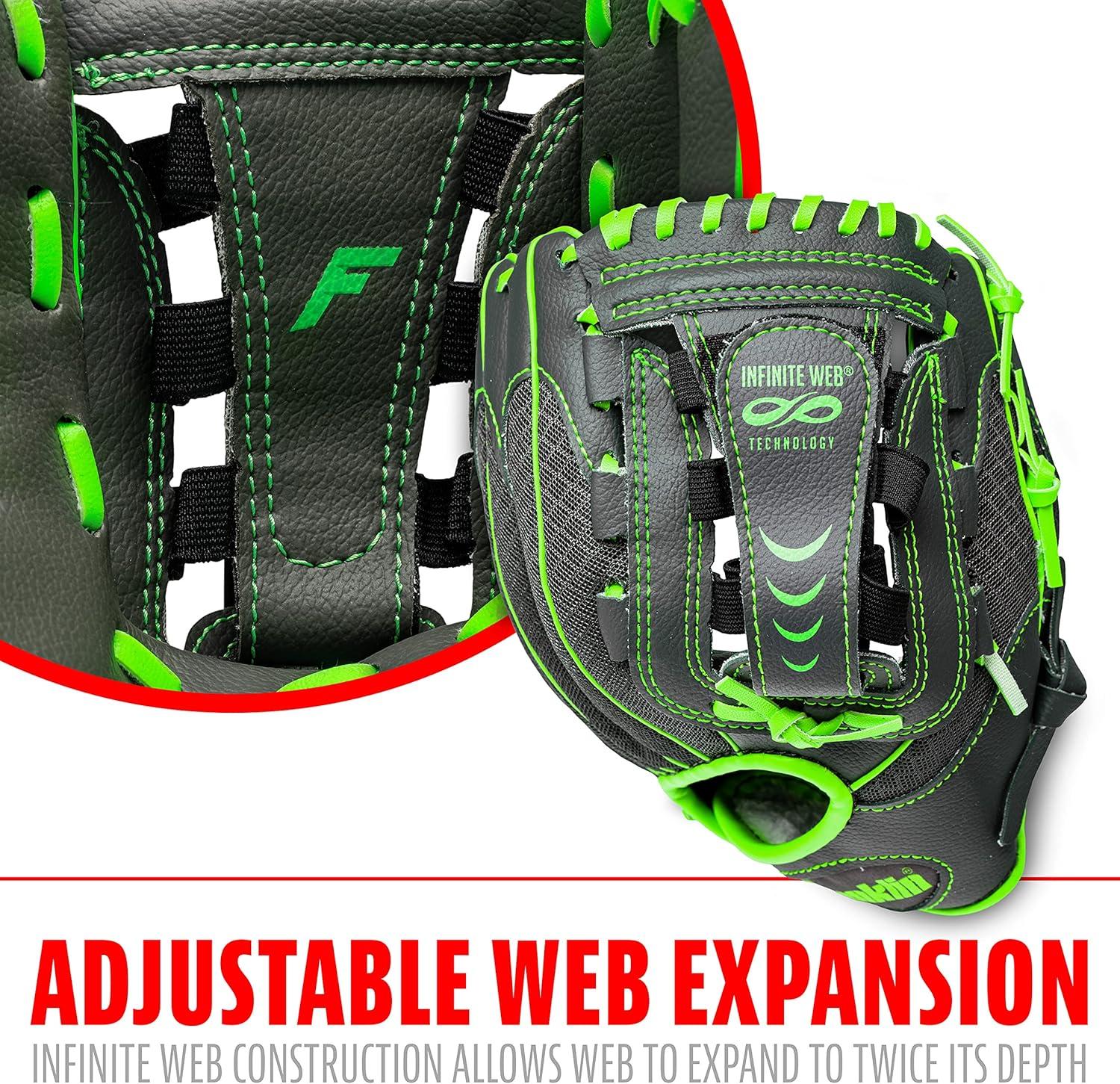 imageFranklin Sports Youth Teeball Gloves Shok Sorb Kids Baseball Teeball Mitt Boys Girls Fielder Gloves 105quot InchGraphiteLime