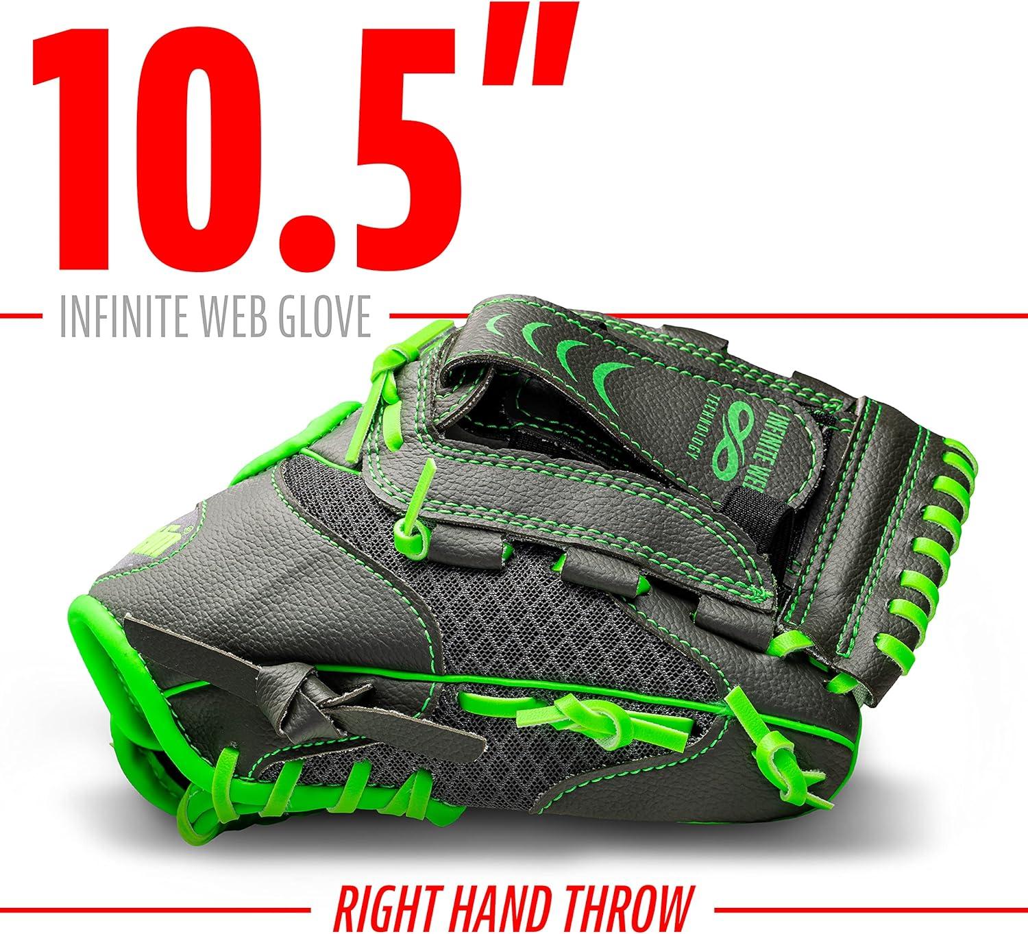 imageFranklin Sports Youth Teeball Gloves Shok Sorb Kids Baseball Teeball Mitt Boys Girls Fielder Gloves 105quot InchGraphiteLime