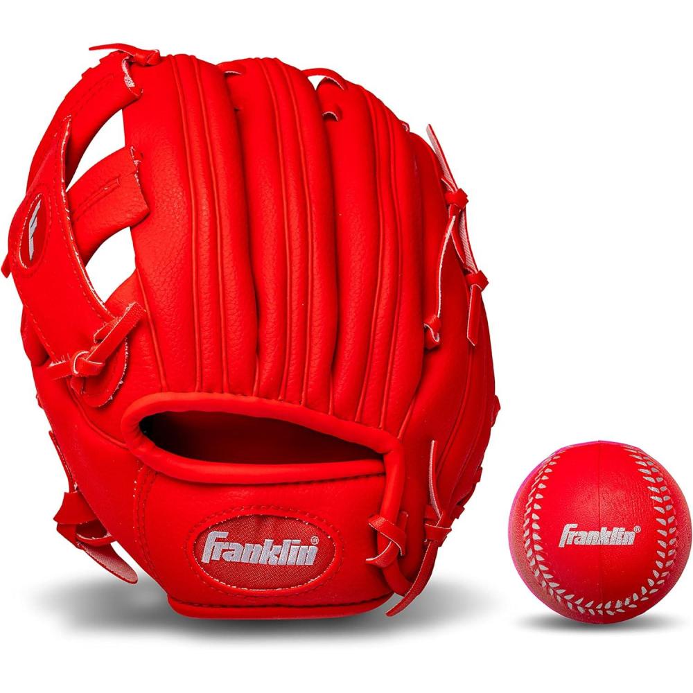 imageFranklin Sports Kids Baseball Gloves  RTP Youth Teeball Glove  Ball Set  Boys  Girls Teeball Mitt Set  Kids  Toddlers  95quotRed
