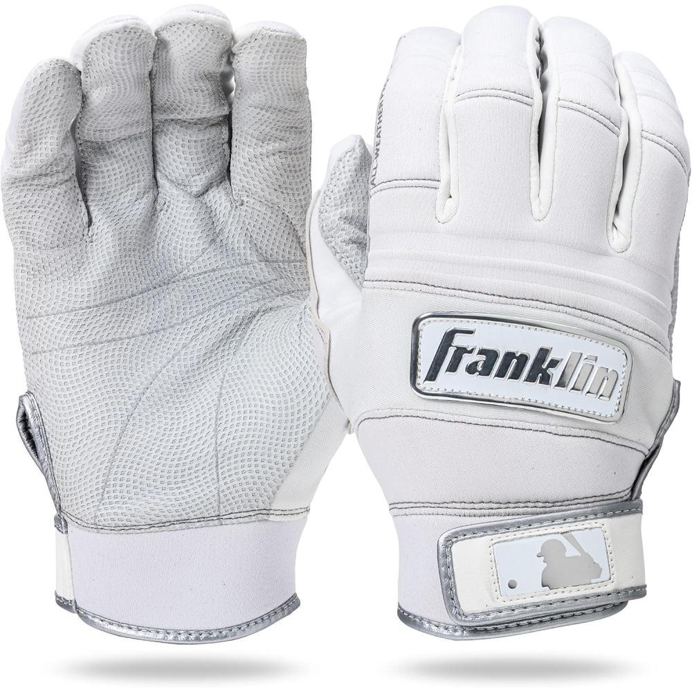 imageFranklin Sports MLB All Weather Pro Adult  Youth Batting Gloves  Cold Weather Gloves for Baseball  SoftballWhite Chrome
