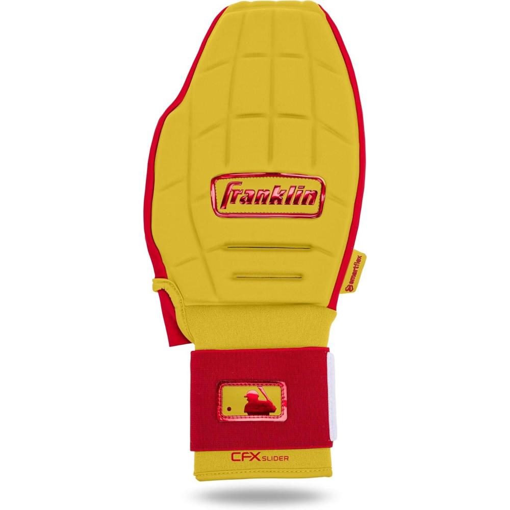 imageFranklin Sports MLB Baseball  Softball Sliding Mitt  CFX PRT Adult  Youth Protective Baserunning Sliding Gloves  Left  Right Hand Mitt  Hand  Wrist Protector for Running  Kids  Adults SizesYellowRed