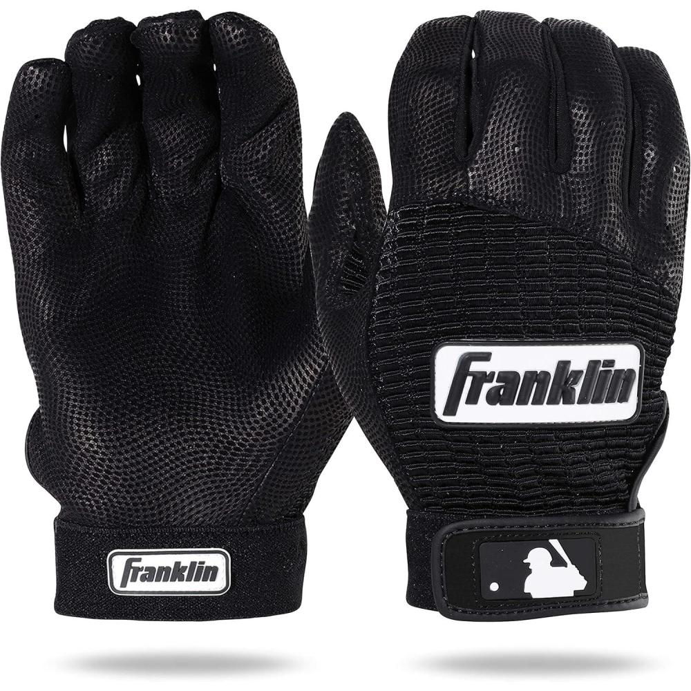imageFranklin Sports MLB Baseball Batting Gloves Pro Classic Batting Gloves for Baseball Softball Adult Mens Youth Batting Glove PairsBlackBlack