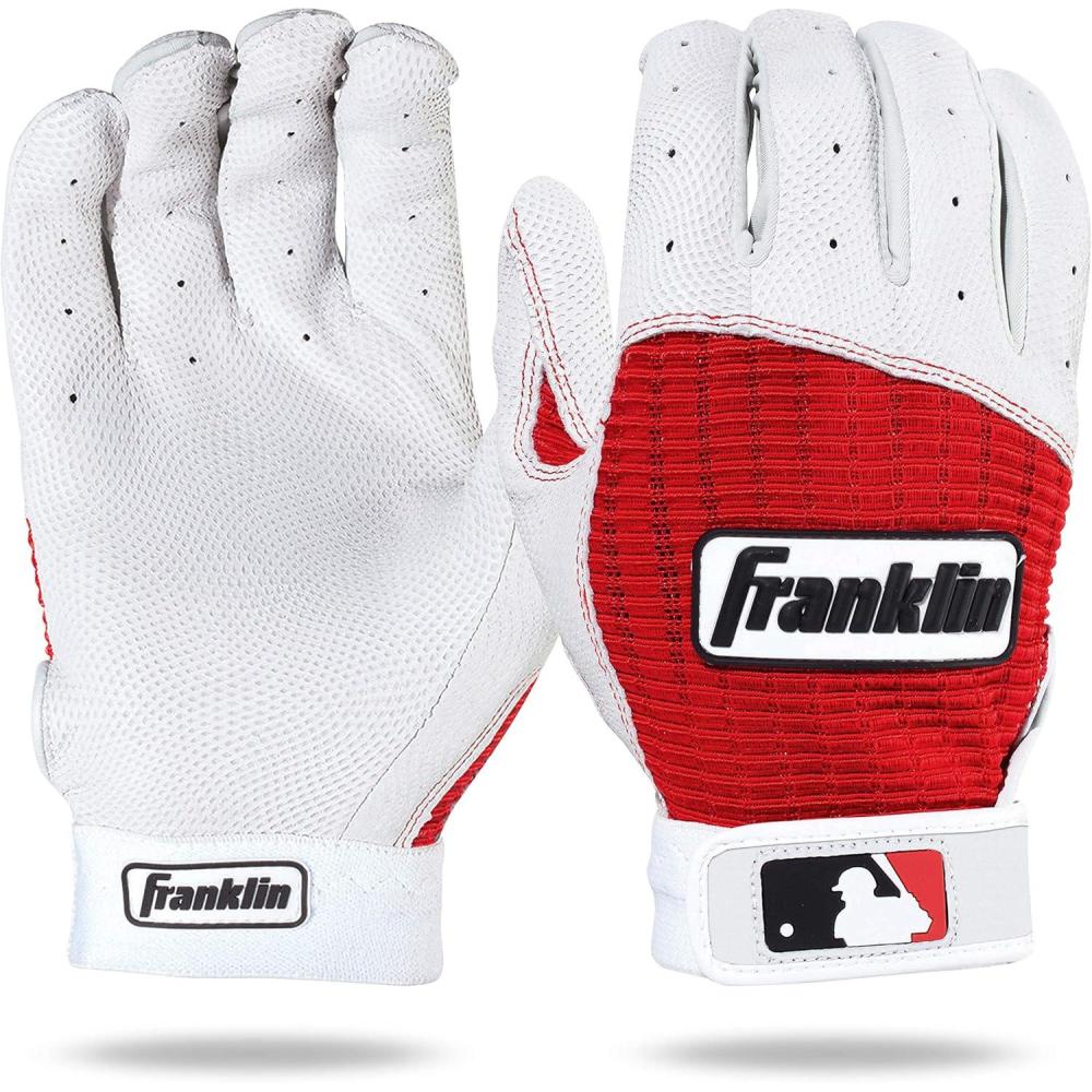 imageFranklin Sports MLB Baseball Batting Gloves Pro Classic Batting Gloves for Baseball Softball Adult Mens Youth Batting Glove PairsPearlRed