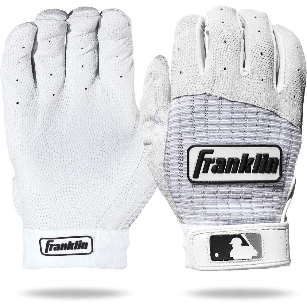 imageFranklin Sports MLB Baseball Batting Gloves Pro Classic Batting Gloves for Baseball Softball Adult Mens Youth Batting Glove PairsPearlWhite