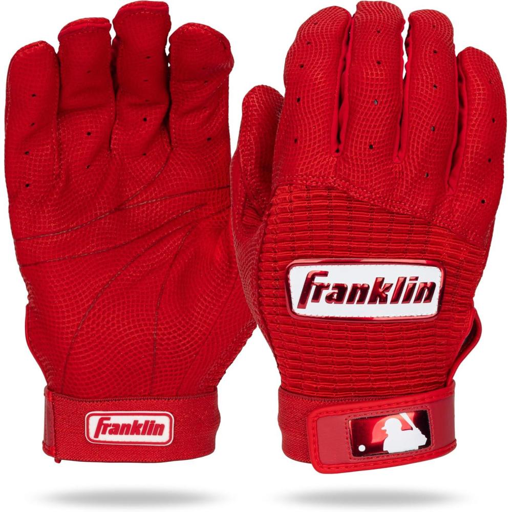 imageFranklin Sports MLB Baseball Batting Gloves Pro Classic Batting Gloves for Baseball Softball Adult Mens Youth Batting Glove PairsRed