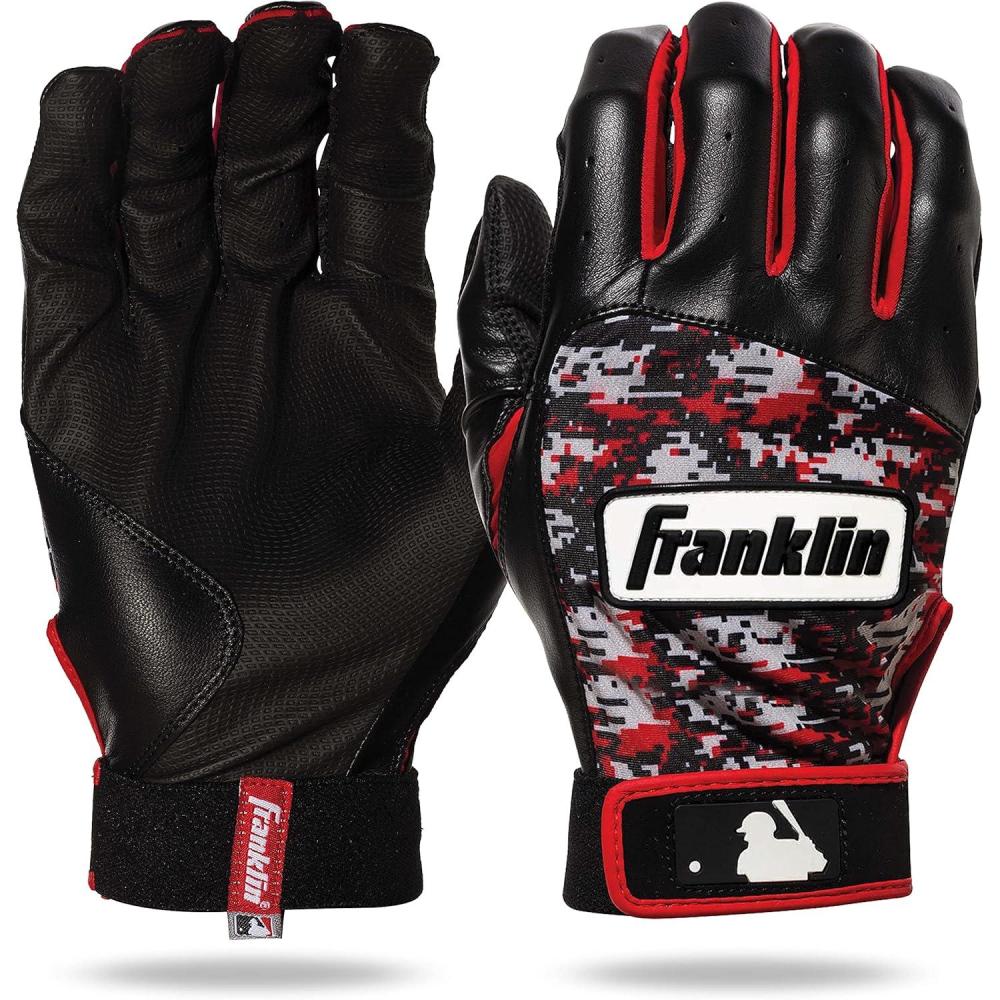 imageFranklin Sports MLB Youth Batting Gloves  Digitek Camo Baseball  Softball  Premium Leather  Many Sizes  Colors  YouthGrayRed