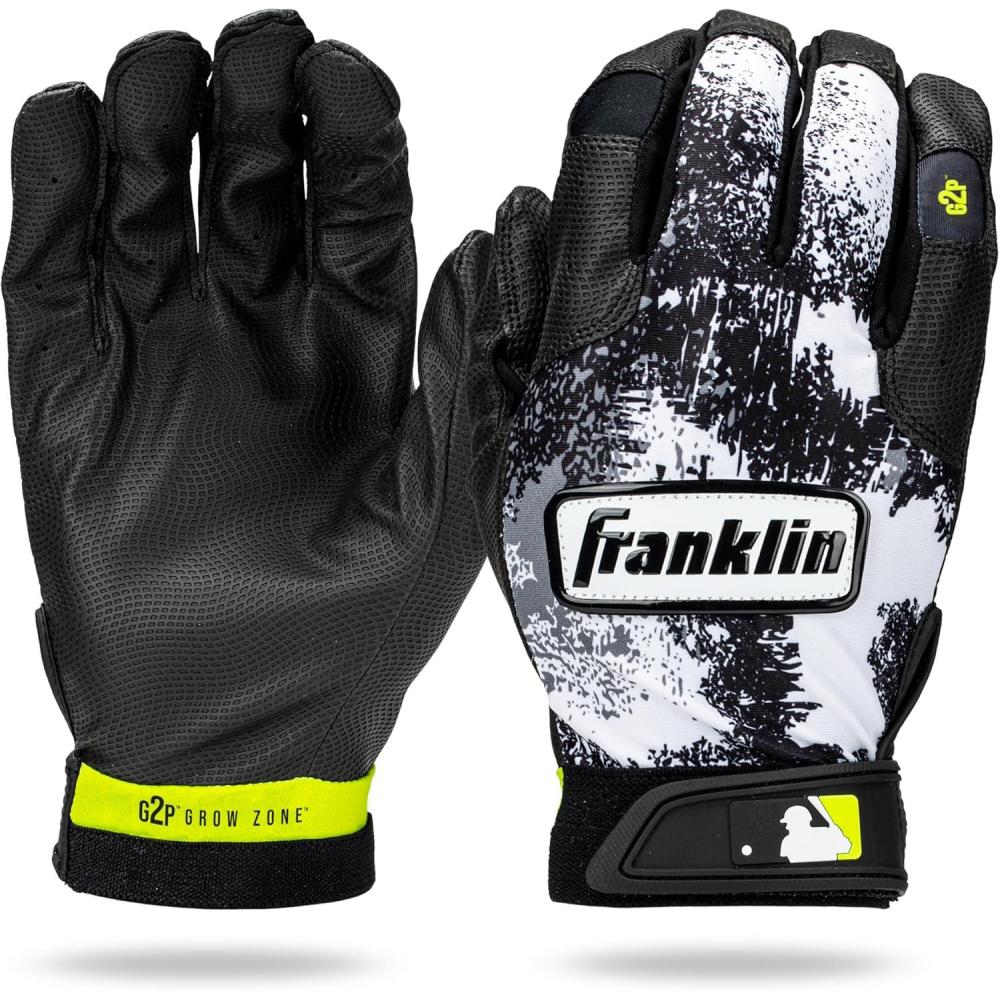 imageFranklin Sports MLB Youth Teeball Batting Gloves  Flexible Pro Kids Baseball  Softball Gloves for Boys  GirlsBlackWhite