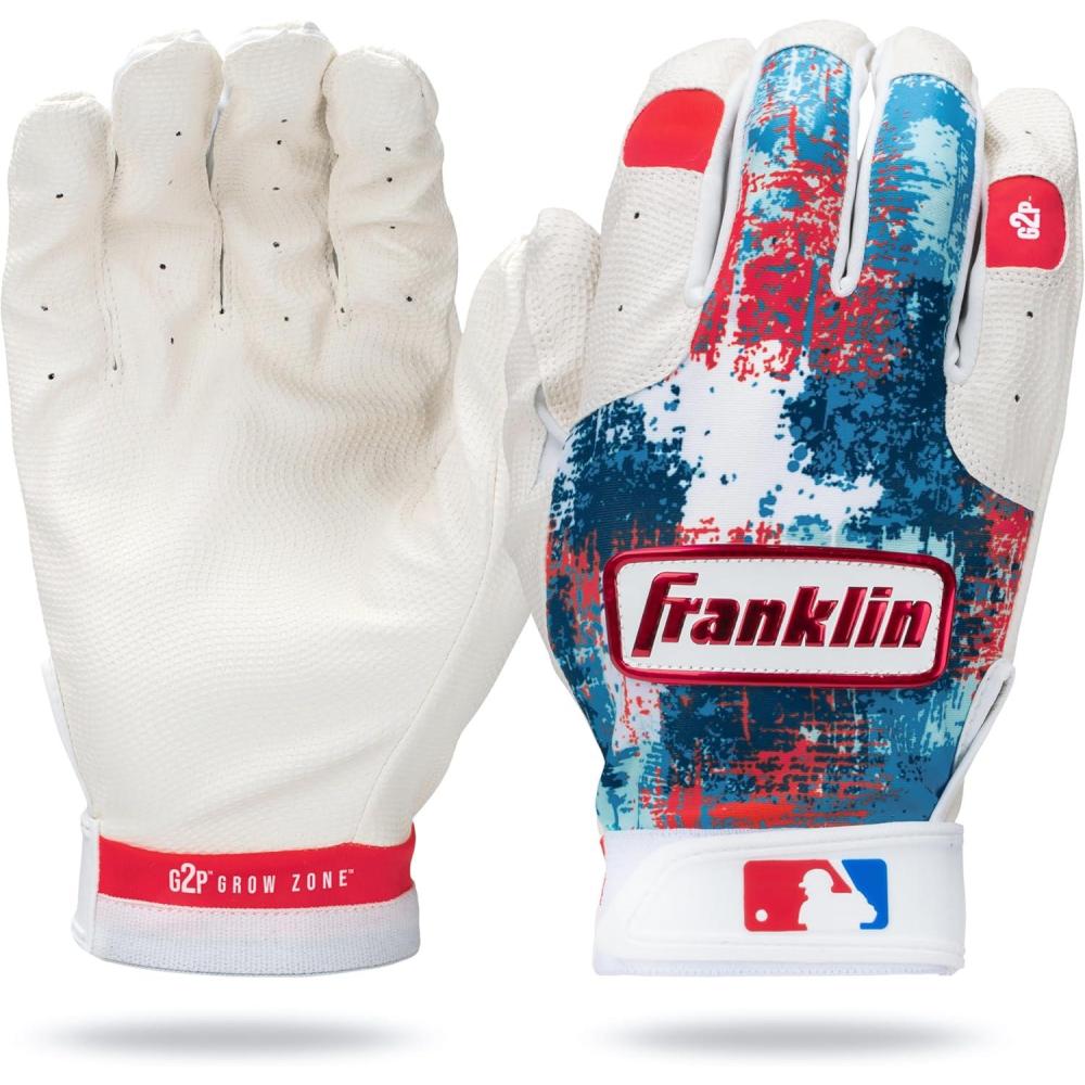 imageFranklin Sports MLB Youth Teeball Batting Gloves  Flexible Pro Kids Baseball  Softball Gloves for Boys  GirlsRedWhiteBlue