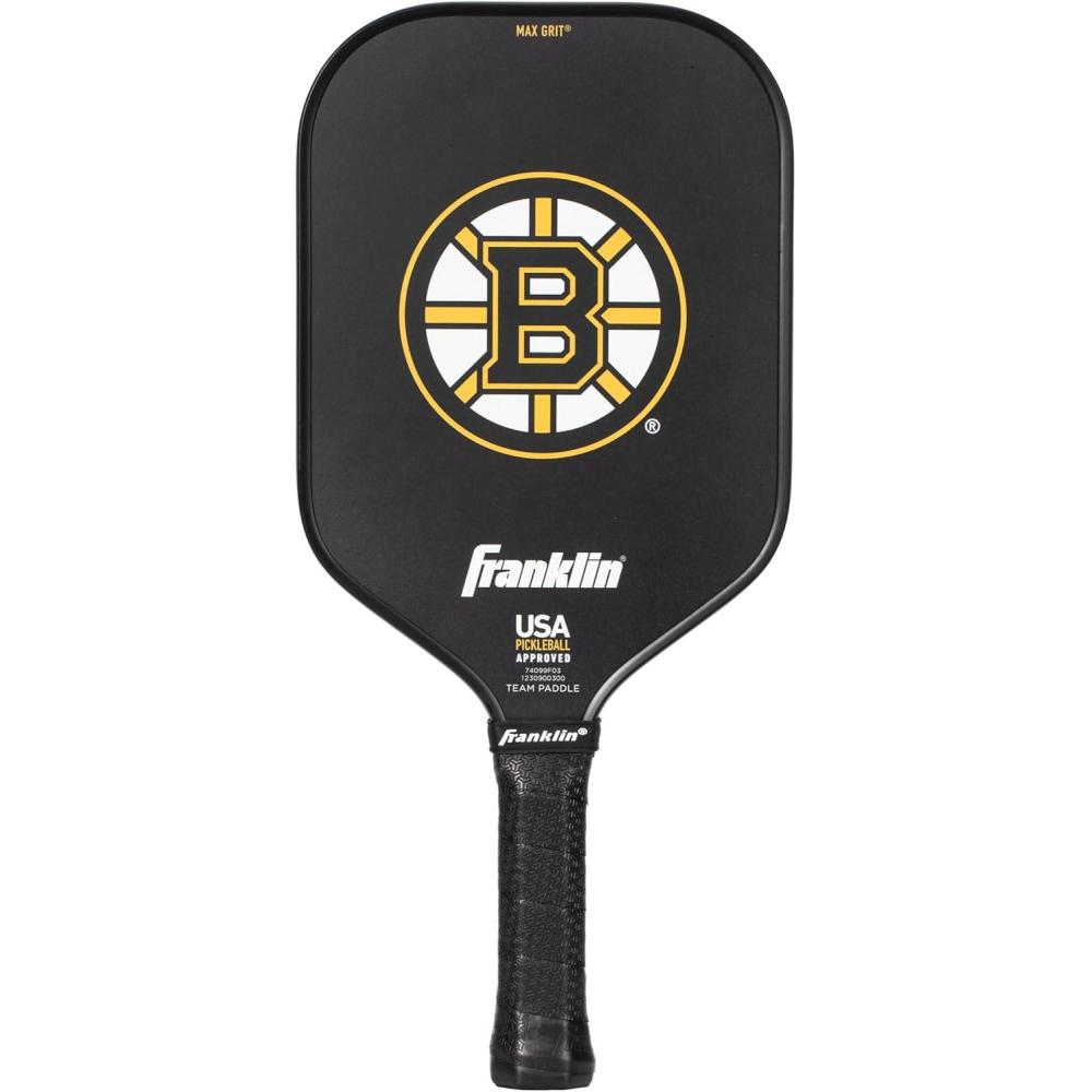 imageFranklin Sports NHL Team Pickleball Paddles Official NHL Hockey Team Logo Pickleball Paddles Signature Series 13MM Pickleball Paddle with MaxGrit USA Pickleball USAPA ApprovedBoston Bruins