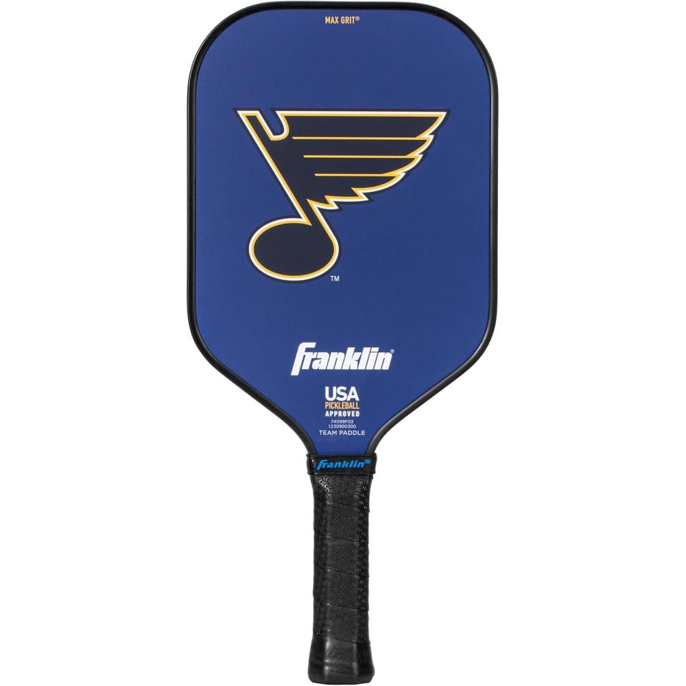 imageFranklin Sports NHL Team Pickleball Paddles  Official NHL Hockey Team Logo Pickleball Paddles  Signature Series 13MM Pickleball Paddle with MaxGrit  USA Pickleball USAPA ApprovedSt Louis Blues 2