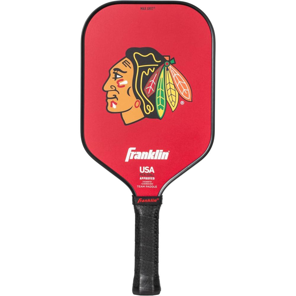 imageFranklin Sports NHL Team Pickleball Paddles  Official NHL Hockey Team Logo Pickleball Paddles  Signature Series 13MM Pickleball Paddle with MaxGrit  USA Pickleball USAPA ApprovedChicago Blackhawks