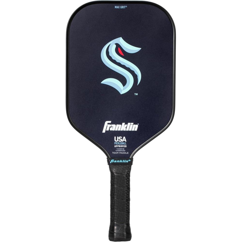 imageFranklin Sports NHL Team Pickleball Paddles Official NHL Hockey Team Logo Pickleball Paddles Signature Series 13MM Pickleball Paddle with MaxGrit USA Pickleball USAPA ApprovedSeattle Kraken