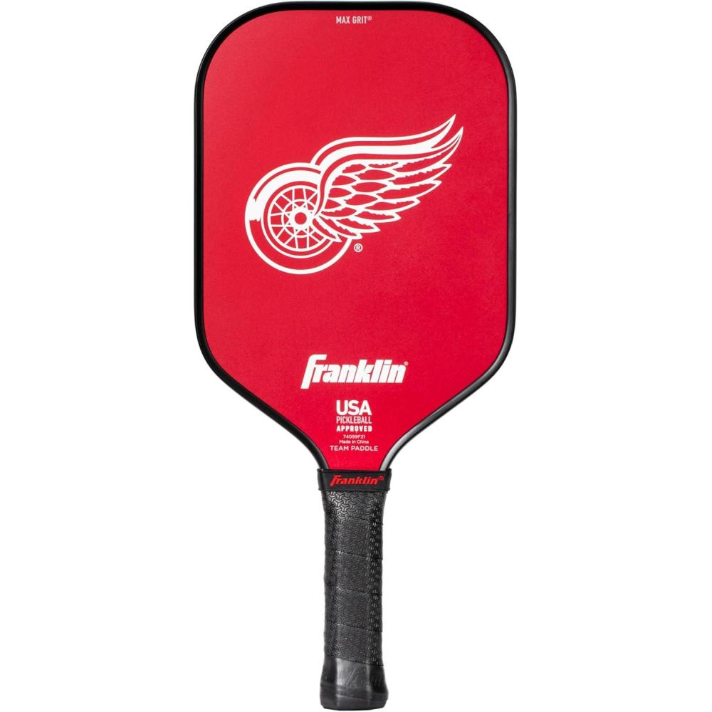 imageFranklin Sports NHL Team Pickleball Paddles  Official NHL Hockey Team Logo Pickleball Paddles  Signature Series 13MM Pickleball Paddle with MaxGrit  USA Pickleball USAPA ApprovedDetroit Red Wings