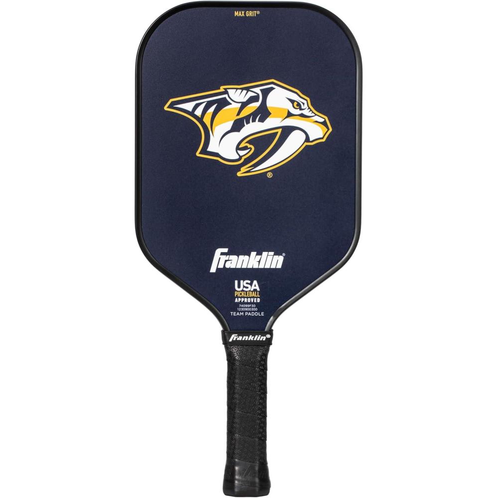 imageFranklin Sports NHL Team Pickleball Paddles Official NHL Hockey Team Logo Pickleball Paddles Signature Series 13MM Pickleball Paddle with MaxGrit USA Pickleball USAPA ApprovedNashville Predators
