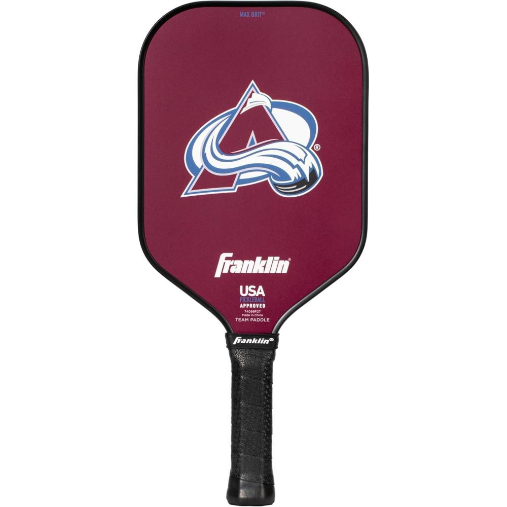 imageFranklin Sports NHL Team Pickleball Paddles  Official NHL Hockey Team Logo Pickleball Paddles  Signature Series 13MM Pickleball Paddle with MaxGrit  USA Pickleball USAPA ApprovedColorado Avalanche