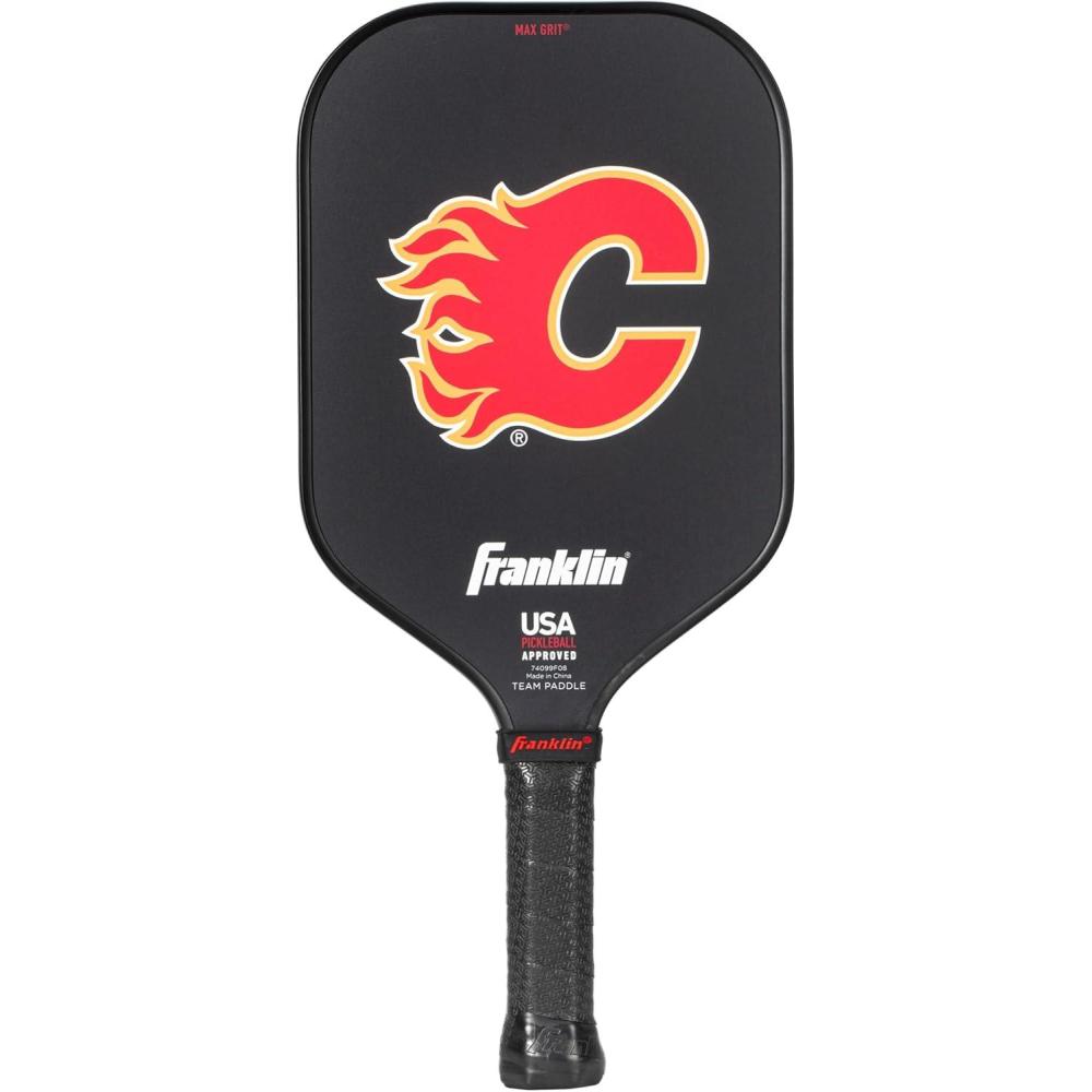 imageFranklin Sports NHL Team Pickleball Paddles  Official NHL Hockey Team Logo Pickleball Paddles  Signature Series 13MM Pickleball Paddle with MaxGrit  USA Pickleball USAPA ApprovedCalgary Flames