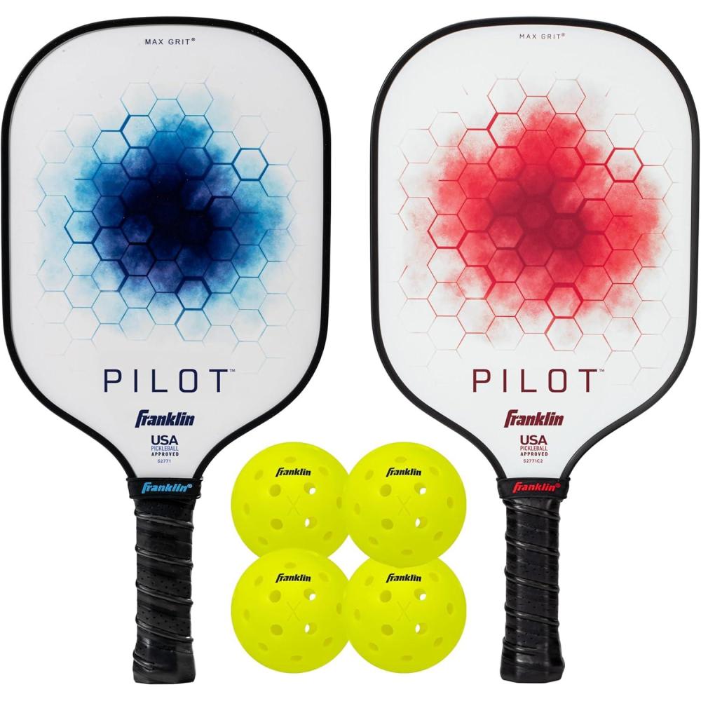 imageFranklin Sports Pickleball Paddle  Pilot Polypropylene Core Pickleball Racket  Official USA Pickleball USAPA Approved Pickleball Paddle  Lightweight Pro Racket  10mm Thick CoreBlue  Red