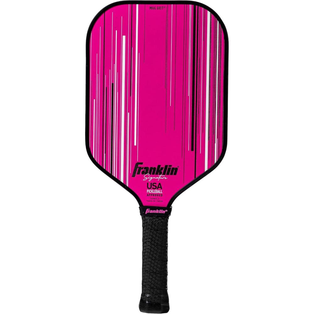 imageFranklin Sports Pro Pickleball Paddles  Signature Series Pro Pickleball Paddle with MaxGrit Surface  USA Pickleball USAPA Approved Tournament Pickleball Paddles  13mm  16mm Polypropylene CoresPro Player  Pink