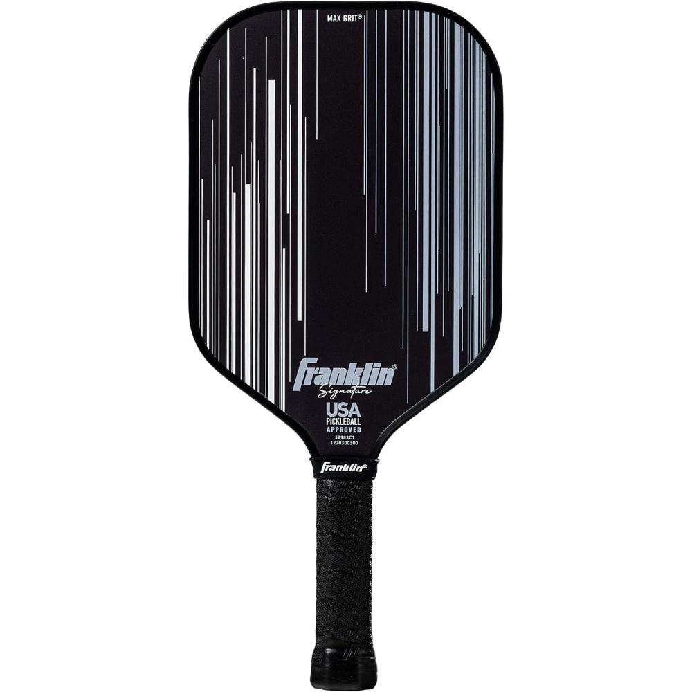 imageFranklin Sports Pro Pickleball Paddles  Signature Series Pro Pickleball Paddle with MaxGrit Surface  USA Pickleball USAPA Approved Tournament Pickleball Paddles  13mm  16mm Polypropylene CoresPro Player  Black