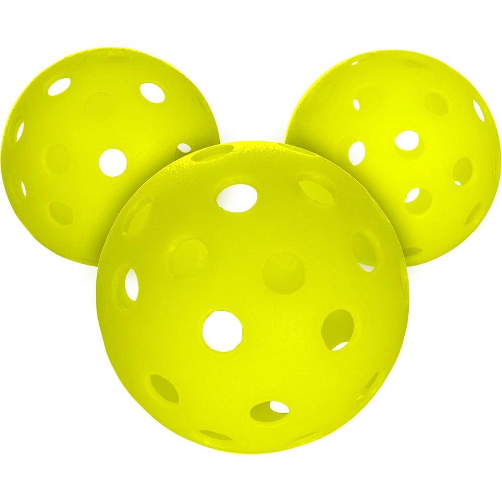 imageFranklin Sports Training Pickleballs  Training Pickleballs for Beginners  Skill Practice  69mm or 80mm Outdoor Pickleballs  Pickleball 3 Pack  Optic Yellow80 MM