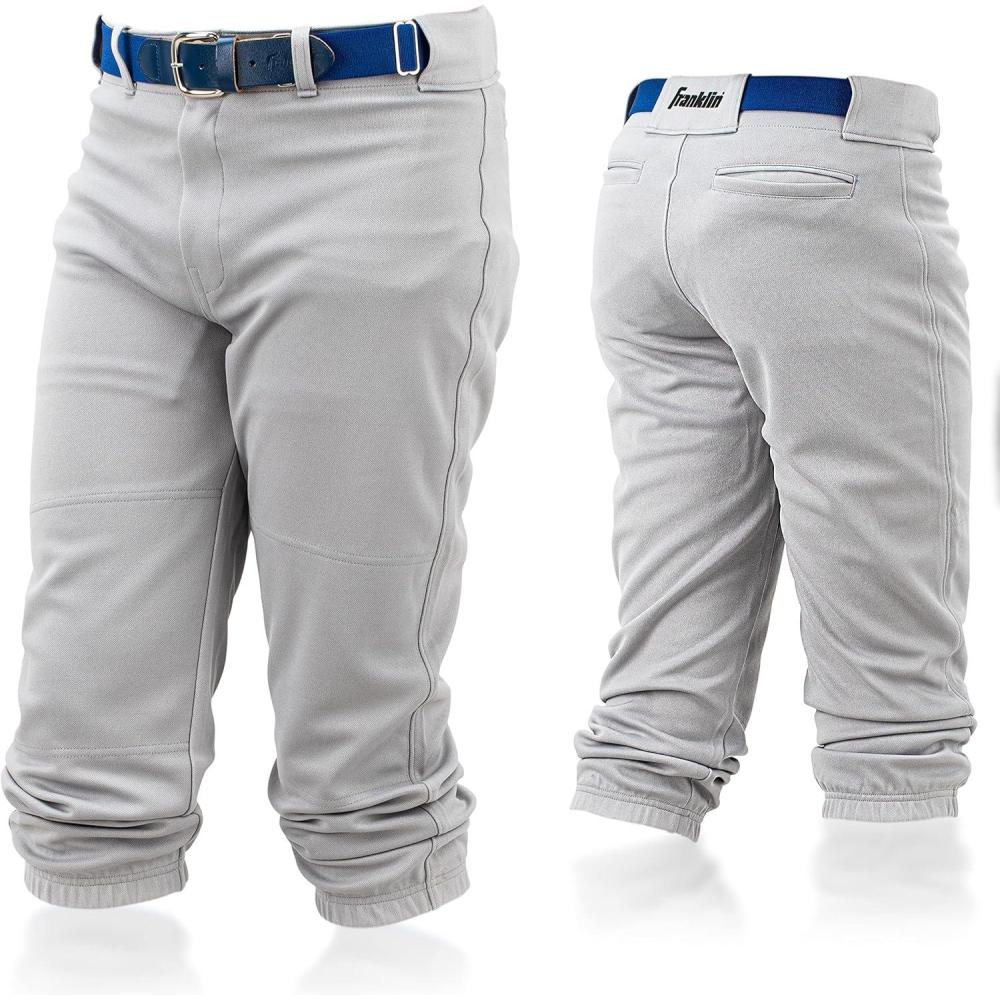 imageFranklin Sports Youth Baseball Softball Pants Knee High Relaxed Fit Kids Baseball Pants White Black Grey PantsGray